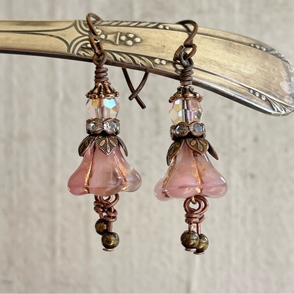 ARTISAN Earrings “Peony Pink” - Dangles - Picture 7 of 10